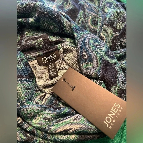 Jones New York 2pc Set Signature Paisley turtleneck with Cardigan size S. NWT - Picture 9 of 16